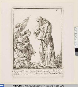 Kniende Heilige in Anbetung des Bildes der Madonna mit Kind