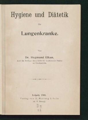 Hygiene und Diätetik für Lungenkranke