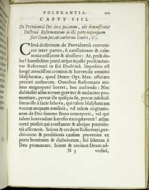 Caput VIII. De Providentia Dei circa peccatum, ubi demonstratur Doctrina Reformatorum in illa parte nequaquam fieri Deum peccati authorem. Contra, & c.