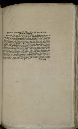 Anderweite Verordnung die Menonisten und deren Militz-Diensten betreffend : Zweybrücken den 5. Febr. 1760.