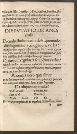 Disputatio De Anomalis.