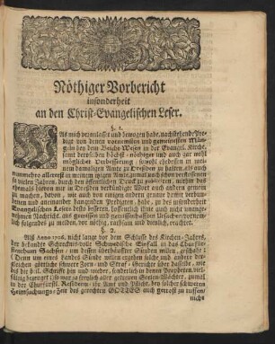 Nöthiger Vorbericht ...