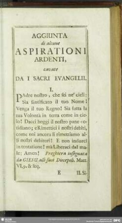 Aggiunta di alcune Aspirationi Ardenti