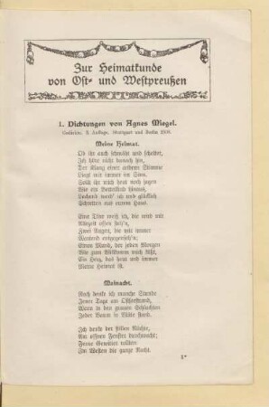 Zur Heimatkunde von Ost- und Westpreußen