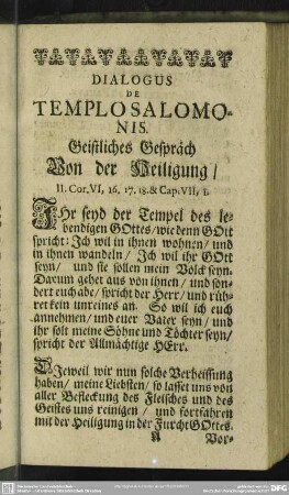 Geistliches Gepräch Von der Heiligung