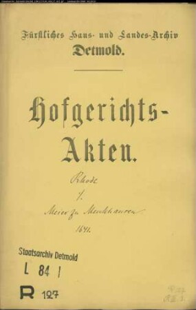 Rohde, Hermann zu Bielefeld gegen Meier zu Menkhausen - Schuldforderung