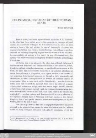 Colin Imber, Historian Of The Ottoman State Colin Heywood