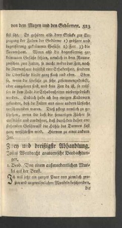 Zwey und dreißigste Abhandlung. Josias Weitbrecht anatomische Beobachtungen.