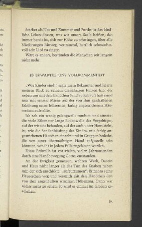 Es erwartet uns Vollkommenheit