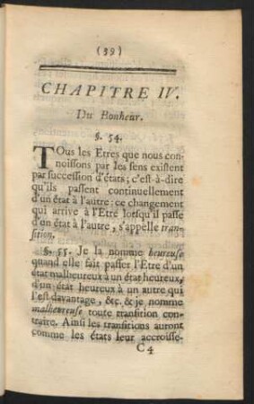 Chapitre IV. Du Bonheur.