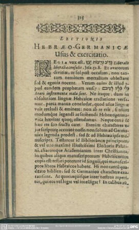 Lectionis Hebraeo-Germanicae Usus & exercitatio
