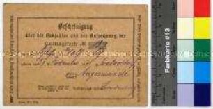 Bescheinigung des Polizeireviers 60 zu Berlin über geleistete Beitragswochen des Schlossers Adolf Sy für die Rentenversicherung
