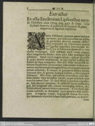 Extractus Ex actis Eruditorum Lipsiensibus mensis Octobris anni 1740. pag. 437. & sequ. Ubi CI, Baelii sententia & judicium de supplicio & poena magorum & sagarum exponitur