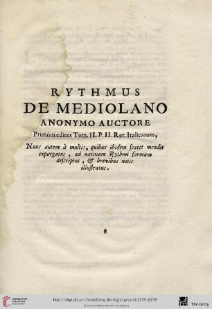 Rythmus de mediolano anonymo auctore […]