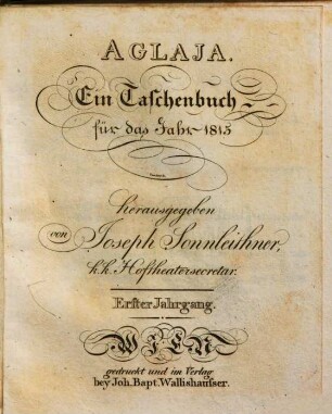 Aglaja : ein Taschenbuch für das Jahr ... 1, 1. 1815