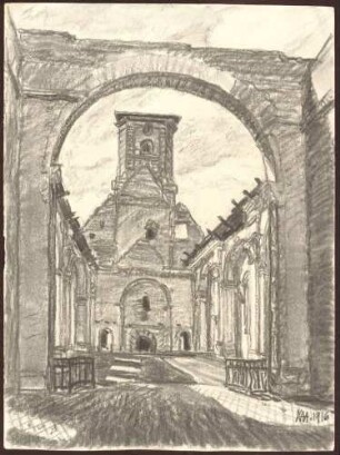 Ohne Titel [Innenansicht der zerstörten Kirche in Reiningen]