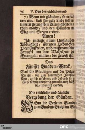 V. Von der reichlichen und täglichen Vergebung der Sünden.