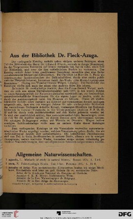 Allgemeine Naturwissenschaften (Nr. 1-89)