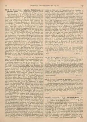 237-238 [Rezension] Kiefl, Franz Xaver, Katholische Weltanschauung und modernes Denken
