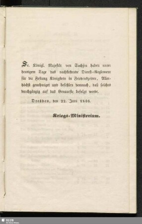 Se. Königl. Majestät von Sachsen ...