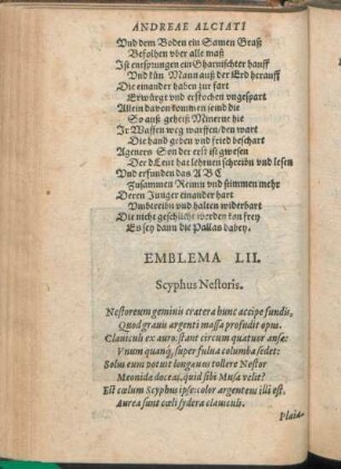 Emblema LII. Scyphus Nestoris.