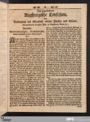 Die ungeänderte Augspurgische Confeßion