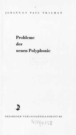 Probleme der neuen Polyphonie