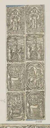 Mariä Himmelfahrt; Kreuzigung; Flucht nach Ägypten; Darbringung im Tempel, aus: Balthasar I Moretus, "Missale S. Monasteriensis Ecclesiae Jussu [...], Antwerpen 1632