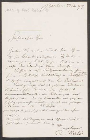 Brief an Franz Wüllner : 20.02.1897
