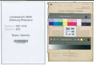 Entnazifizierung Heinrich Boers , geb. 17.07.1907 (Muellereibetrieb)