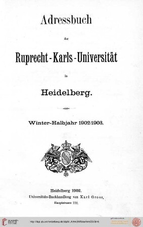 Wintersemester 1902/1903