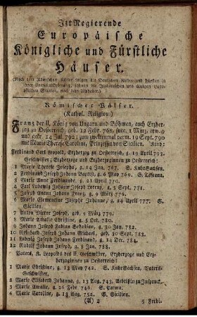 Izt Regierende Europaeische Koenigliche und Fuerstliche Haeuser