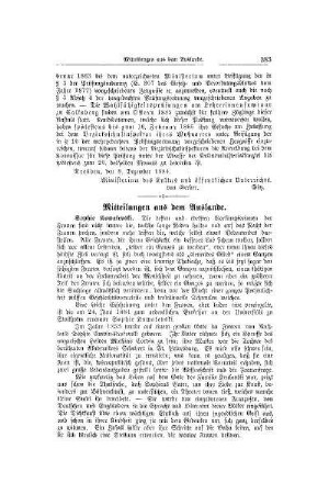 Mitteilungen aus dem Auslande
