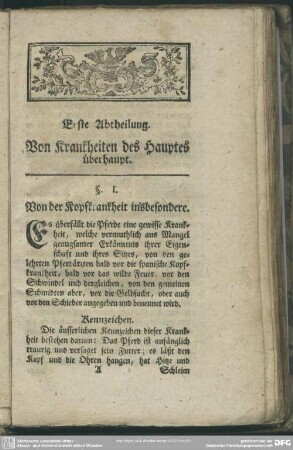 Erste Abtheilung. Von Krankheiten des Hauptes überhaupt