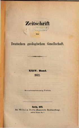 Zeitschrift der Deutschen Geologischen Gesellschaft. 24. 1872