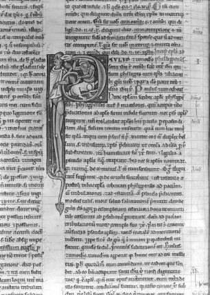 Commentarius in epistolas S. Pauli / Kommentar zu den Paulusbriefen — Initial P mit Kentaur, Folio fol. 119 v