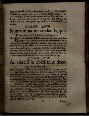 Quaestio XXIX. An obsessi in obsessione decedentes possint salvari?