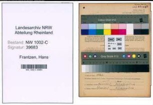 Entnazifizierung Hans Frantzen, geb. 30.04.1898 (Angest.)