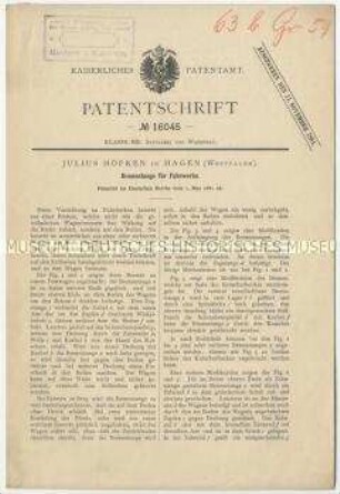 Patentschrift einer Bremsstange für Fuhrwerke, Patent-Nr. 16045