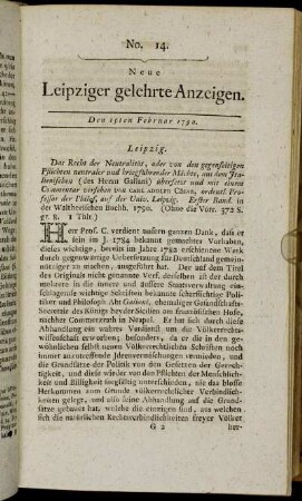 No. 14. Den 15ten Februar 1790.