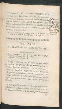 Tit. XVIII. De Translatione Beneficatorum
