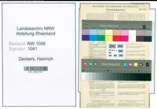 Entnazifizierung Heinrich Deckers , geb. 15.10.1901 (Arbeiter)