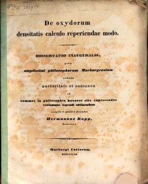 De oxydorum densitalis calculo reperiendae modo : Diss. inaug.