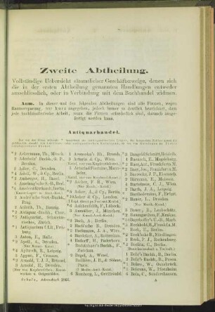 Zweite Abtheilung. Vollständige Uebersicht sämmtlicher Geschäftszweige ...