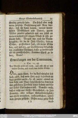 Erweckungen vor der Communion.