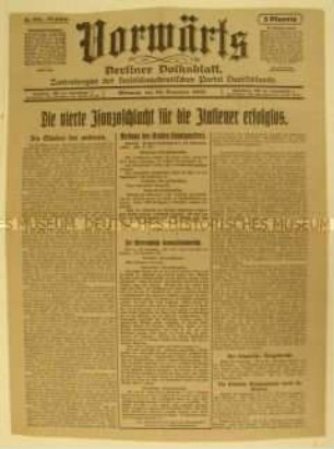 Titelblatt des Zentralorgans der SPD "Vorwärts" zur Schlacht am Isonzo