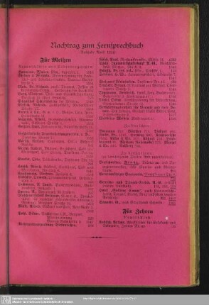 Nachtrag zum Fernsprechbuch