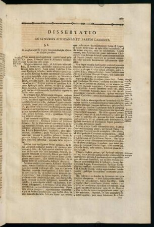285-308, Dissertatio in Synodos Africanas et Earum Canones.
