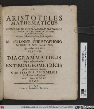 De Diagrammatibus iisque respondentibus Entibus Geometricis