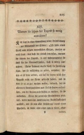 XIX. Warum die Lehren der Tugend so wenig ausrichten?